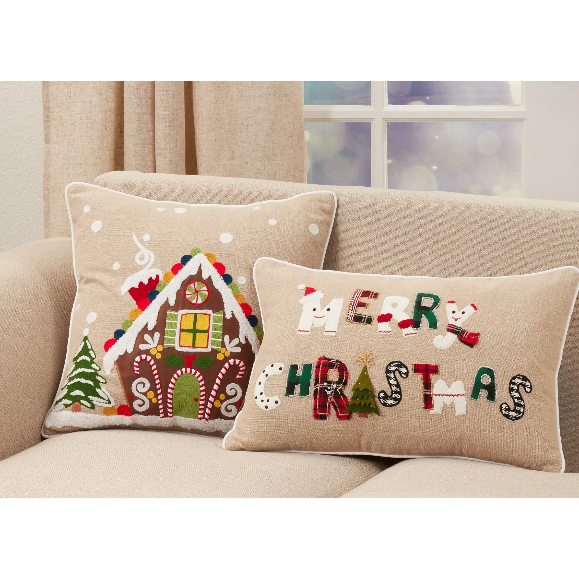 White Christmas Theme Cushion Cover